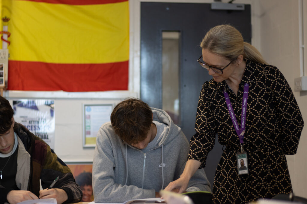 An active A Level Spanish lesson in St David's Catholic Sixth Form College