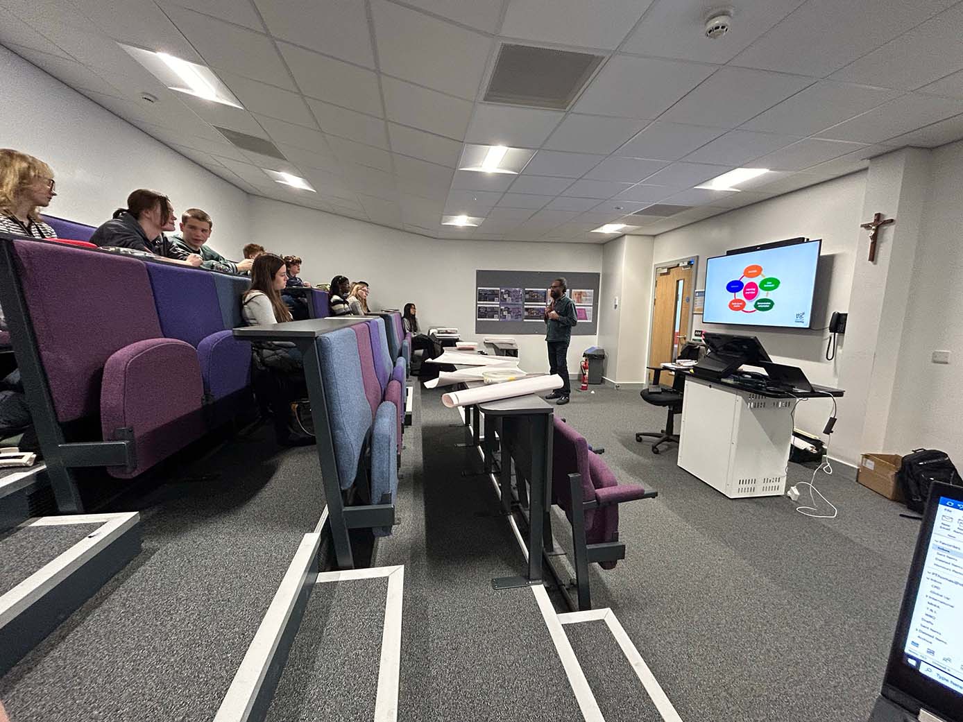 Creating Young Role Models - Side view of Elevate Mentoring Training with learners sat in the seats of the Mark Leighfield Theatre