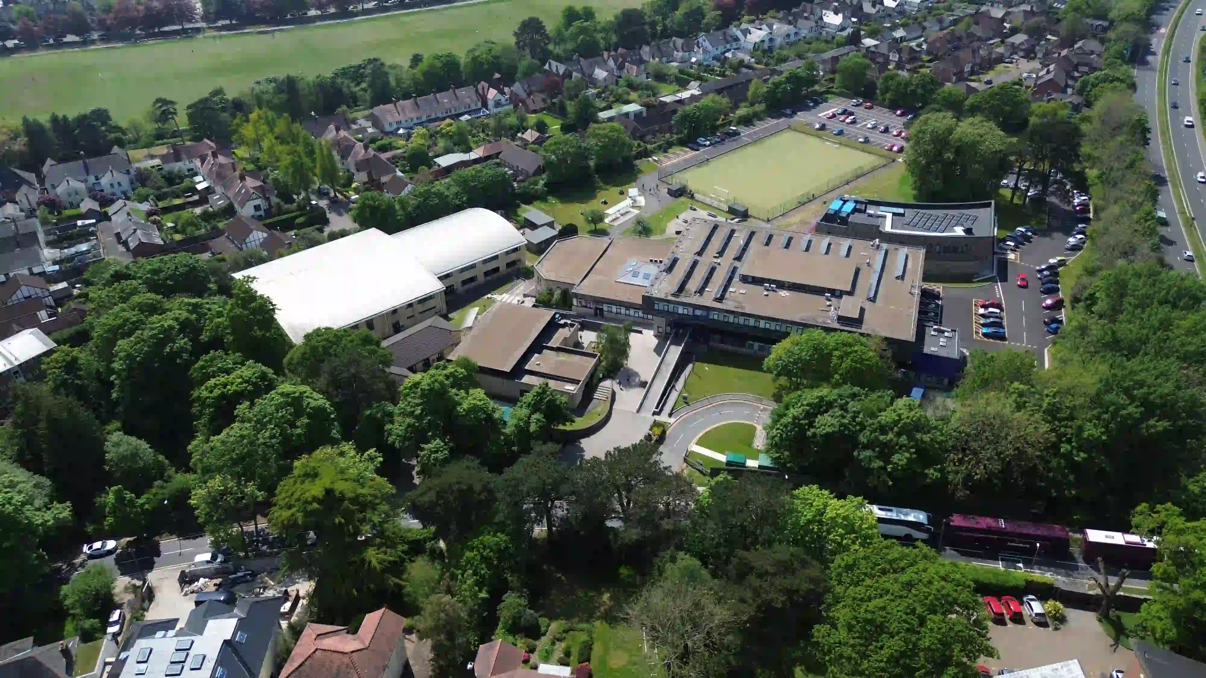 A drone shot of the home of St David's Catholic Sixth Form College