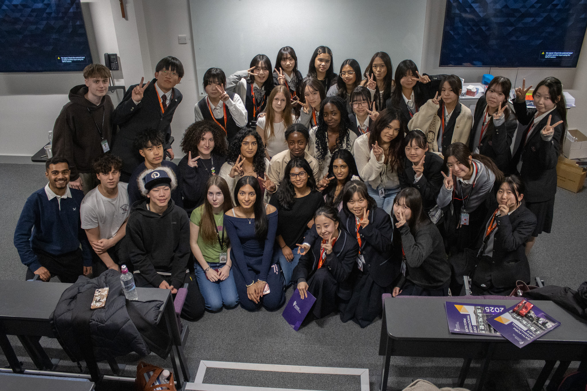 Group of Japanese and St David's students in a lecture theatre