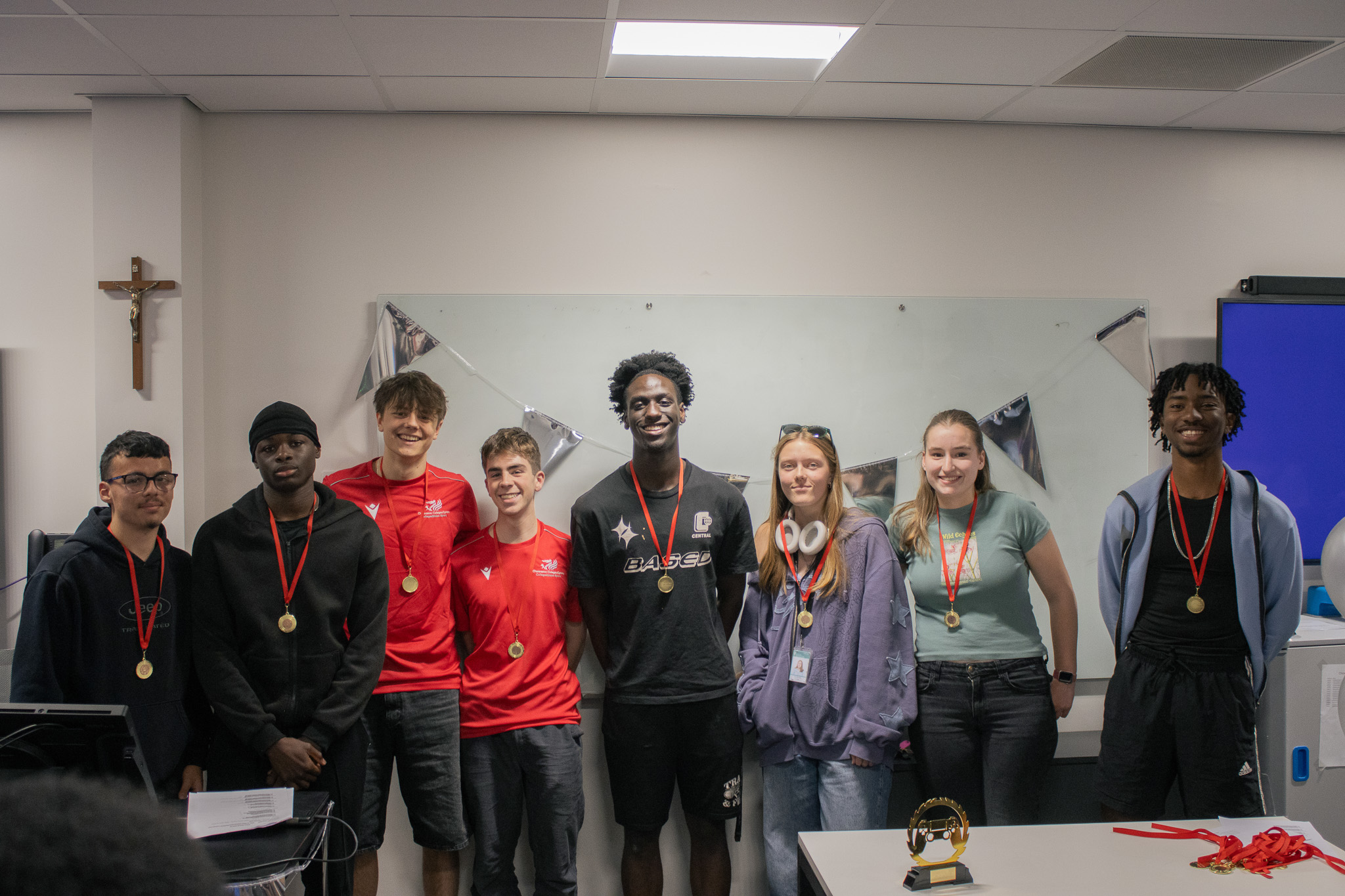 Students with medals on 