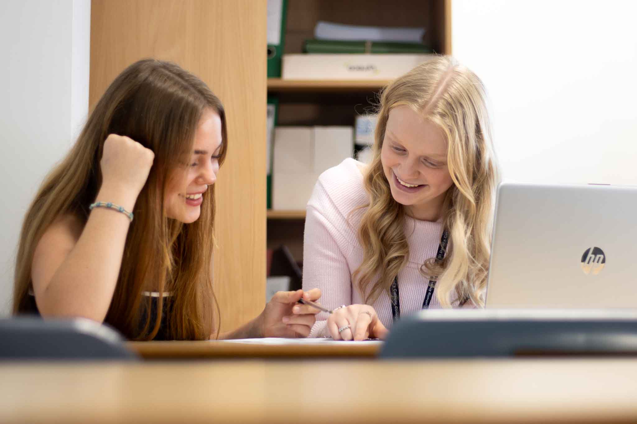 St David's students looking at some work together