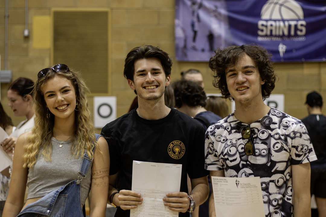 3 Students posing for St David's College results day