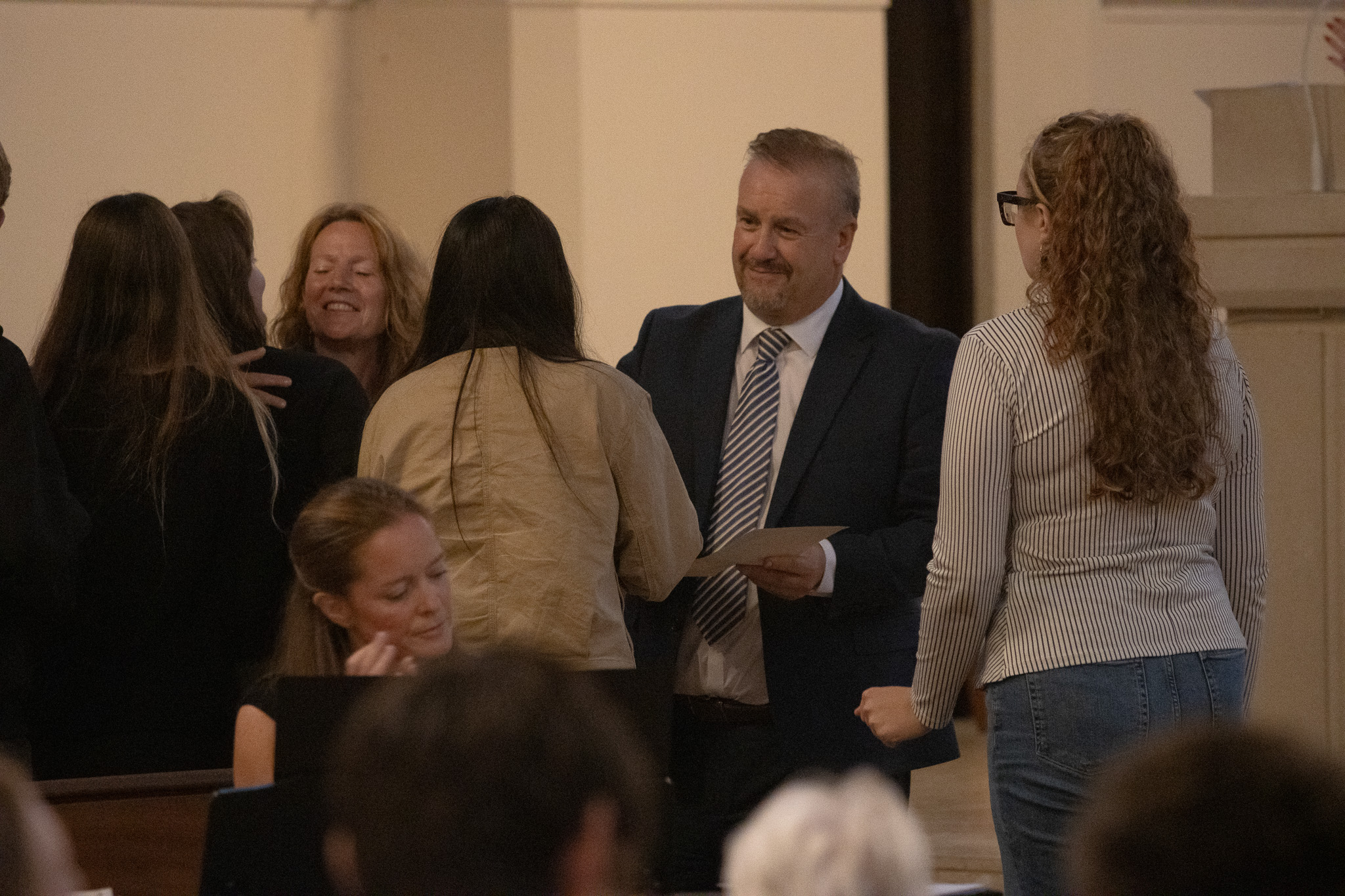 Staff and students with awards at St David's leavers ceremony